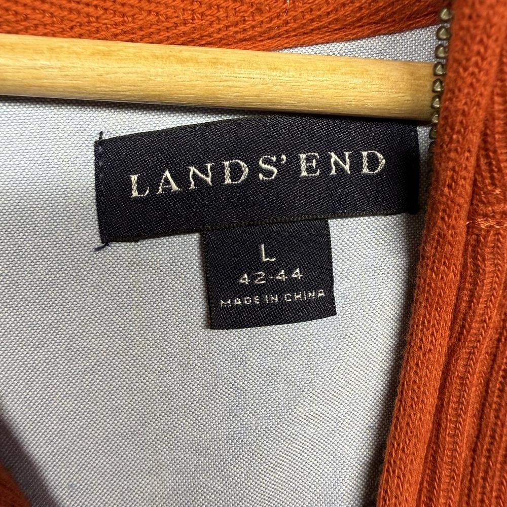 Lands End Mens Large Burnt Orange 100% Cotton Quarter Zip Pullover Sweater - Picture 3 of 14